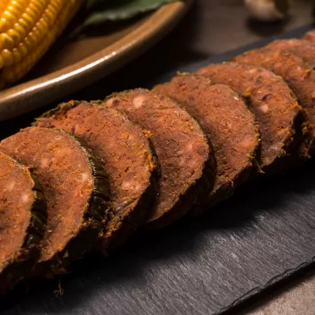 Emberzao or pantrucu, the typical black pudding of Asturias