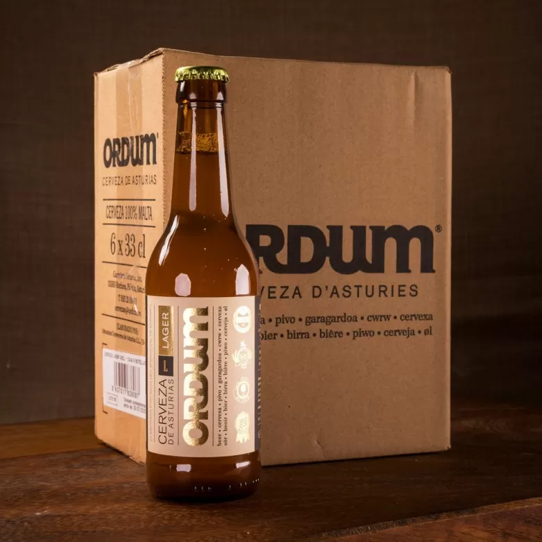 ORDUM LAGER ASTURIAS BEER, BOX OF SIX UNITS.