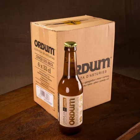 ORDUM LAGER ASTURIAS BEER, BOX OF SIX UNITS.