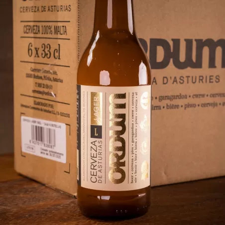 ORDUM LAGER ASTURIAS BEER, BOX OF SIX UNITS.