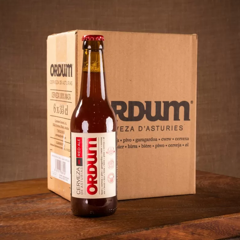 Cerveza asturiana Ordum Red Ale. Pack de 6 botellines