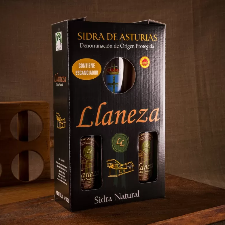 Estuche Sidra Llaneza (2 Botellas Sidra D.O.P, Vaso y Tapón)