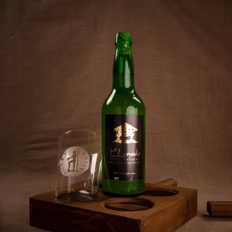 Natural cider pack of four bottles and glass