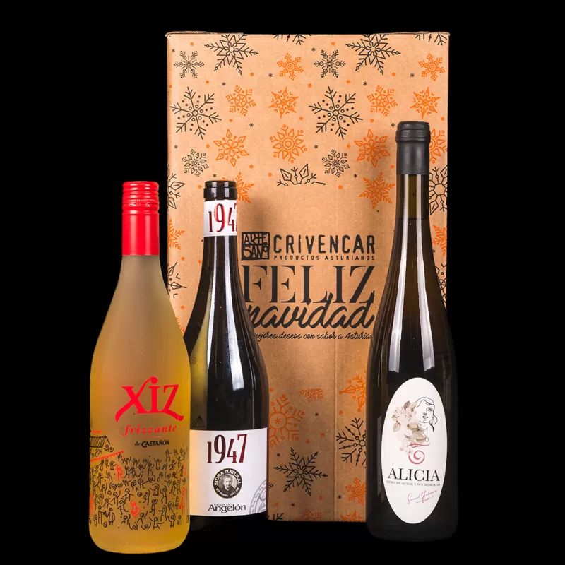 Pack de Navidad El Corri Corri - Cesta con Sidras Asturianas Premium